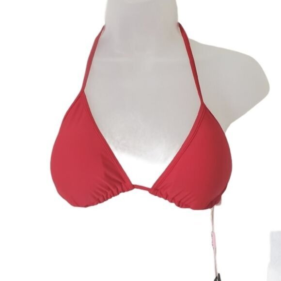 NWT ZERACA Womens Bikini Top Medium Red Triangle Padded Adjustable Straps Halter - Picture 6 of 7